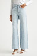 Veronica Beard Taylor Embroidered High Waist Wide Leg Jeans