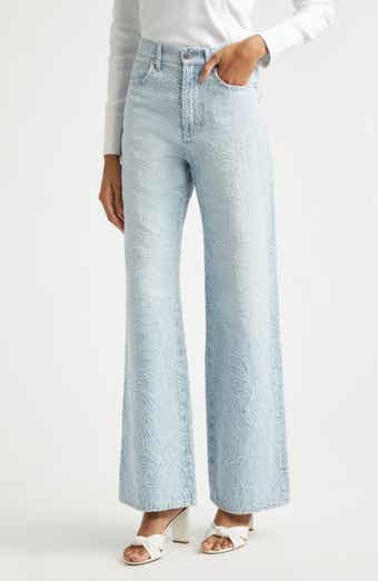Taylor Embroidered High Waist Wide Leg Jeans