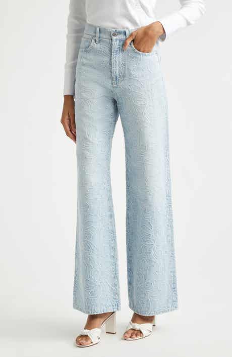 Taylor Embroidered High Waist Wide Leg Jeans
