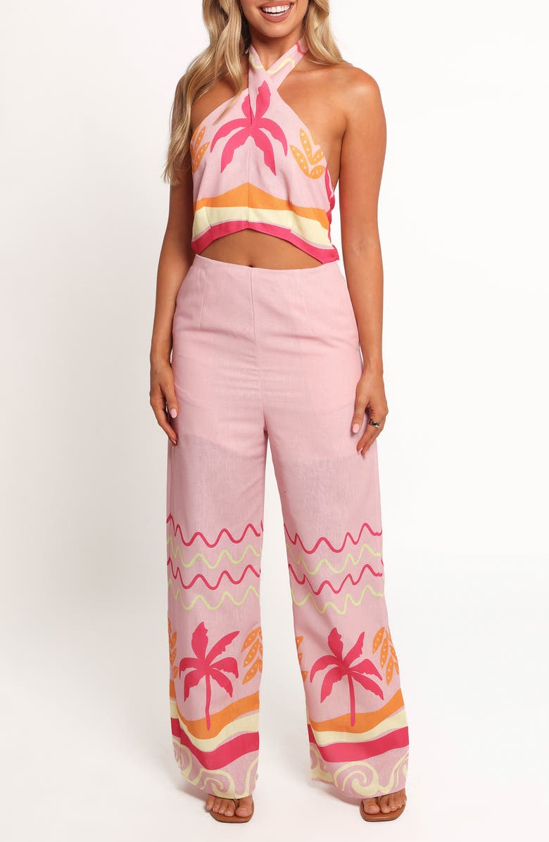 Petal & Pup Aryn Halter Jumpsuit, Main, color, Pink Palm