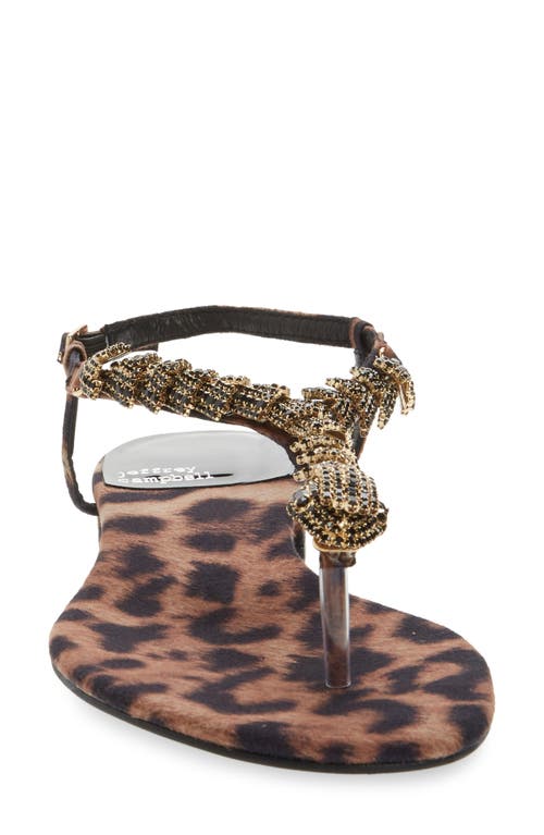 Jeffrey Campbell Kaa Snake Sandal In Beige Black Cheetah Satin