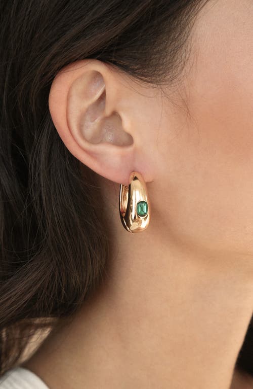 Ettika Deco Cubic Zirconia Hoop Earrings In Green