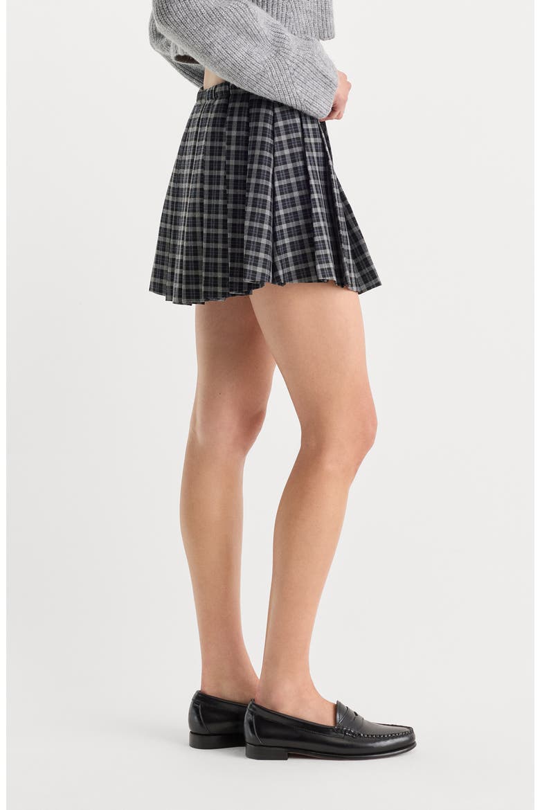 The Pleated Plaid Miniskirt, Alternate, color, CHARCOAL PLAID