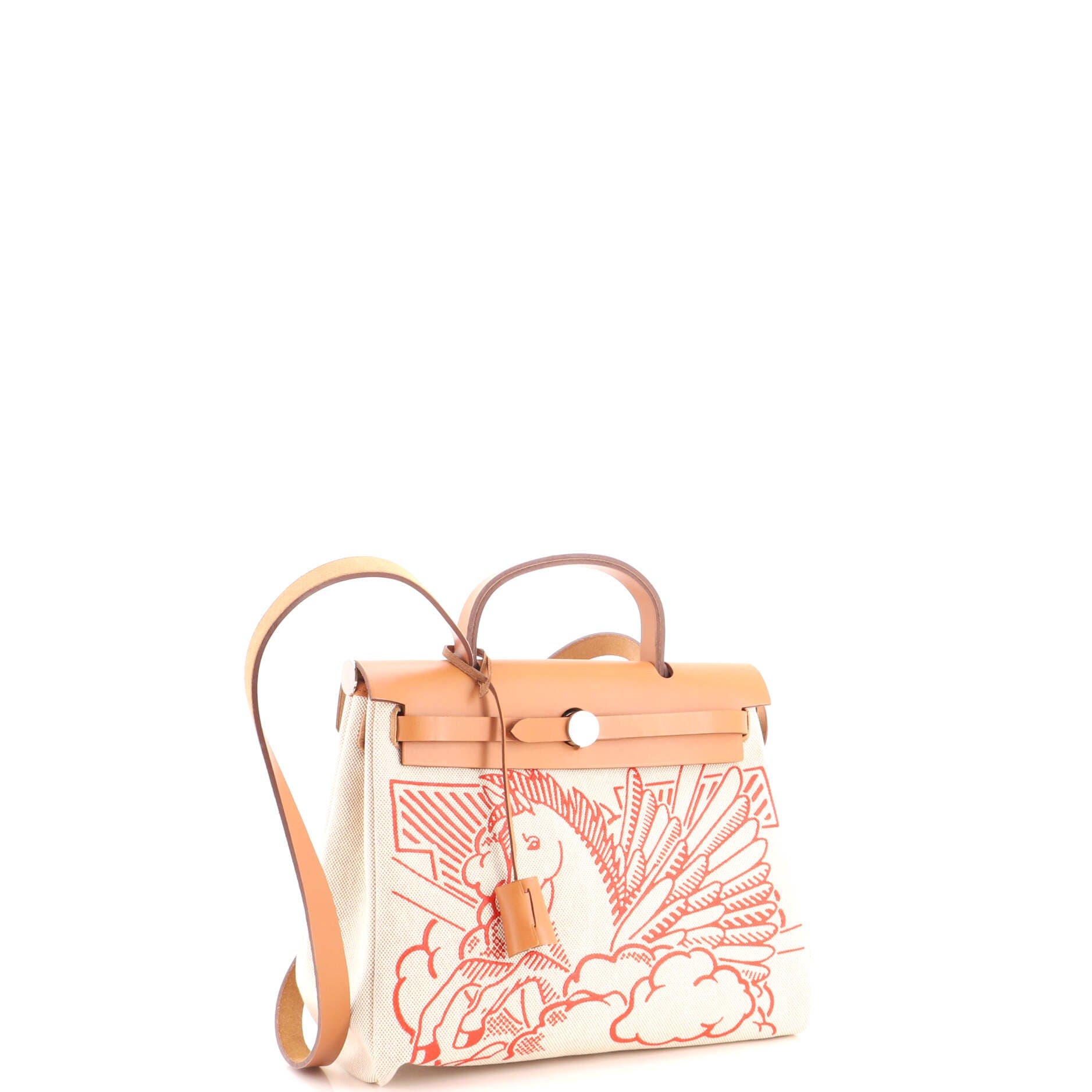 Herbag Zip Pegase Pop Toile and Leather 31, Alternate, color, White