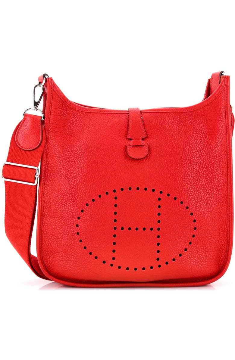 Pre-Owned Hermes Evelyne Bag Gen III Clemence PM, Main, color, Rouge Casaque