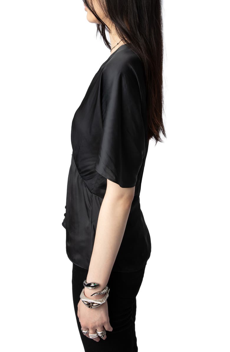 Zadig & Voltaire Thodri Plunge Neck Satin Top, Alternate, color, 