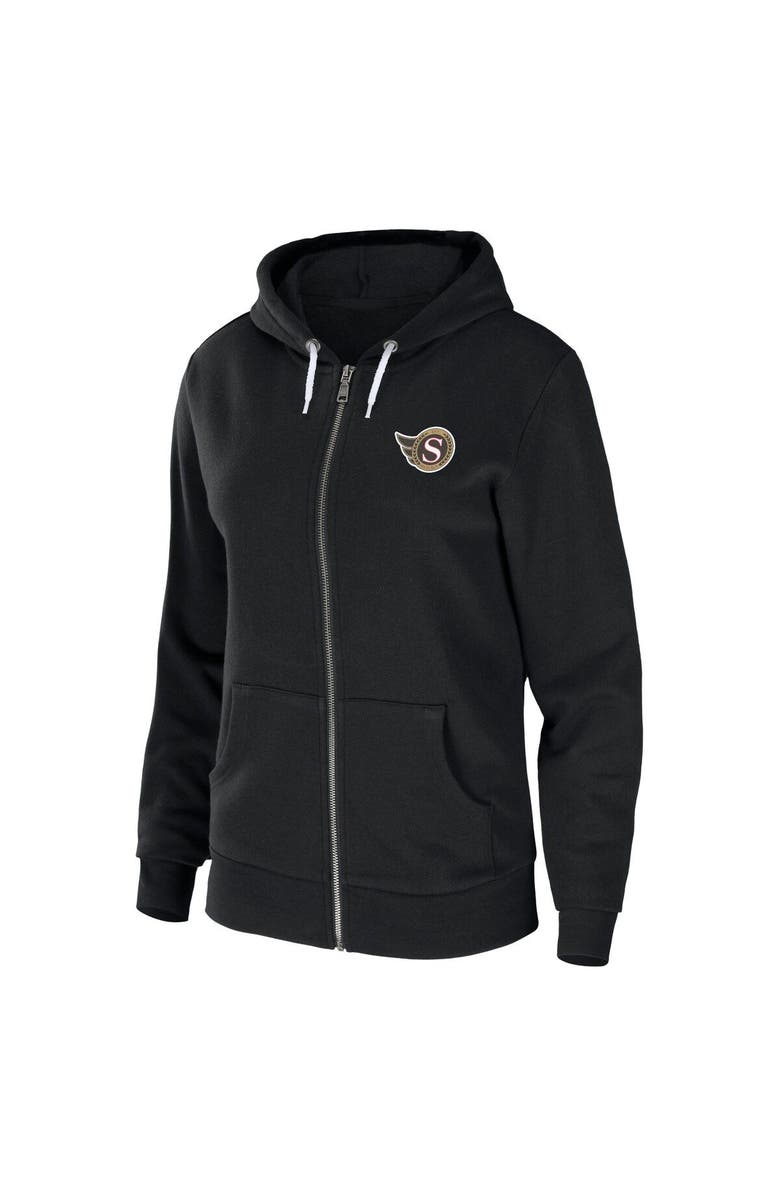 WEAR by Erin Andrews Women's WEAR by Erin Andrews Black Ottawa Senators Sponge Fleece Full-Zip Hoodie, Alternate, color, 