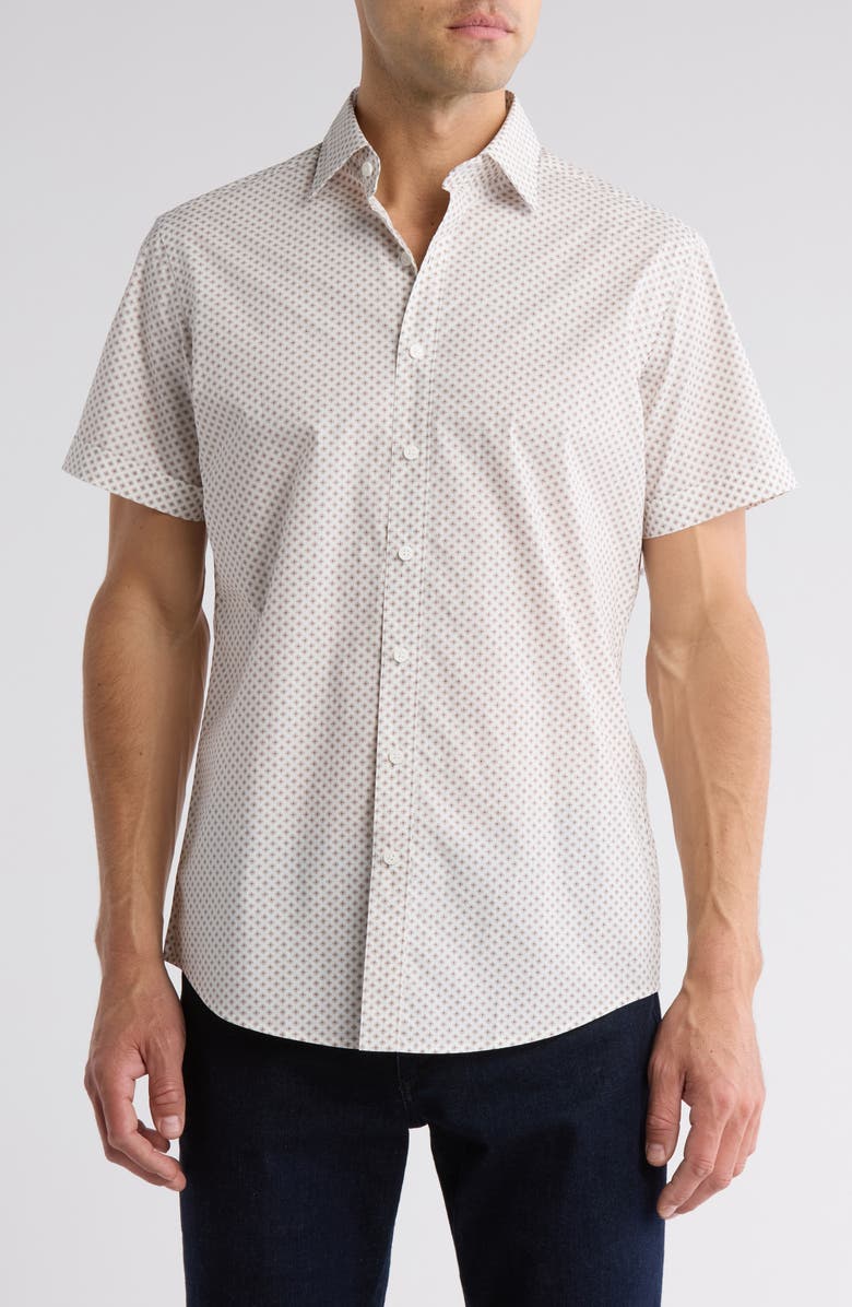 Rodd & Gunn Berwick Forest Short Sleeve Cotton Button-Up Shirt, Main, color, Flamingo