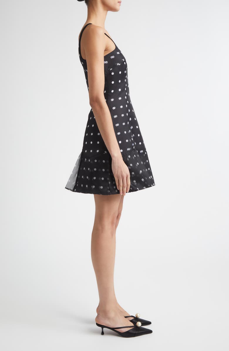 Emilia Wickstead Jueelee Layered Silk Organza Minidress, Alternate, color, Black Polka Dot