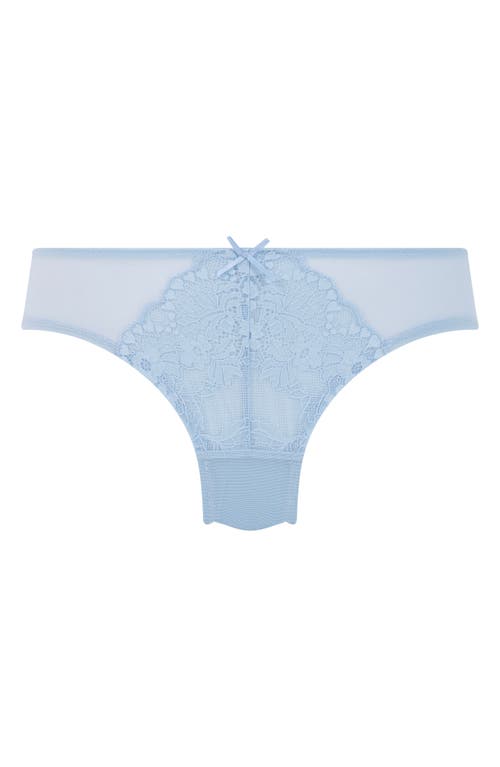 Hunkemoller Hunkemöller Cherry Embroidered Mesh Brazilian Panties In Cerulean