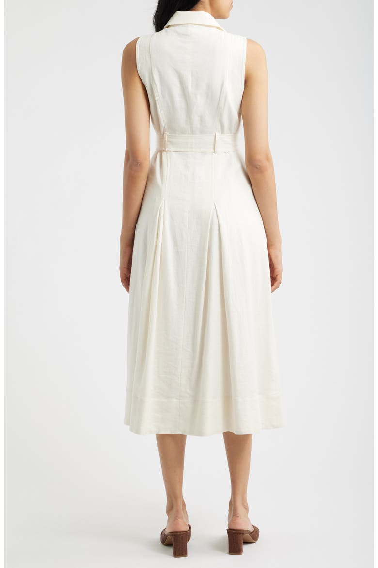 Sleeveless Linen Blend Midi Dress, Alternate, color, WHITE DOVE
