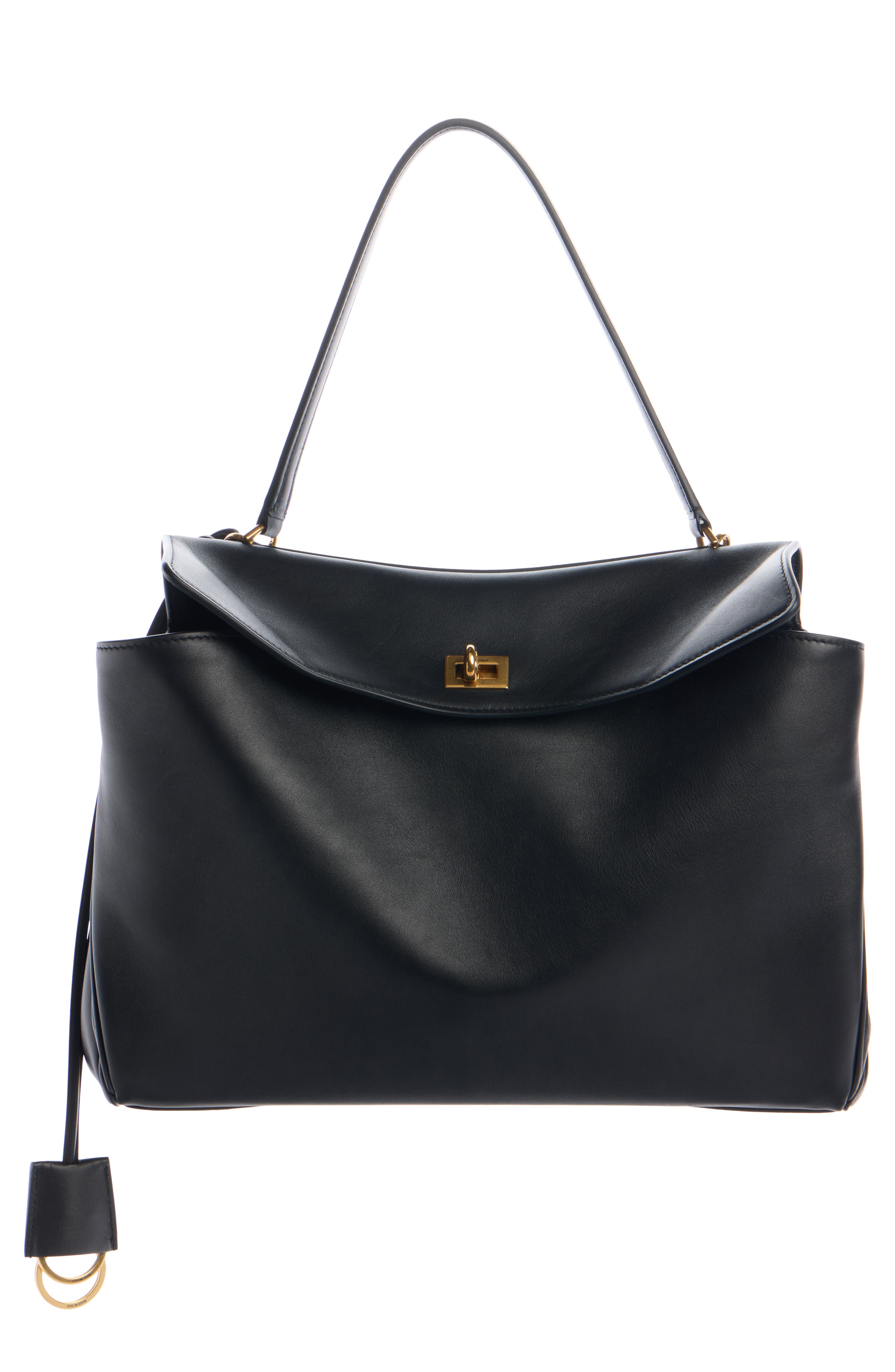 Balenciaga Medium Rodeo Leather Handbag, Main, color, Black