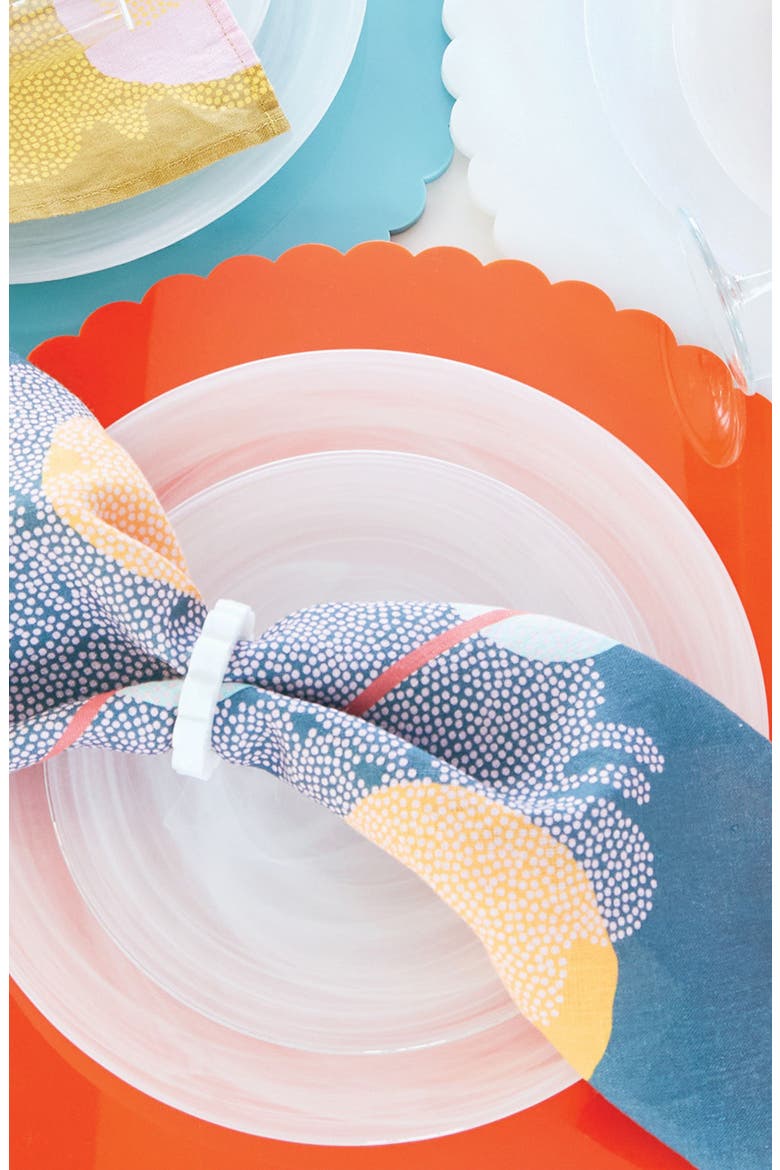 Scalloped Set of 2 Placemats, Alternate, color, ORANGE