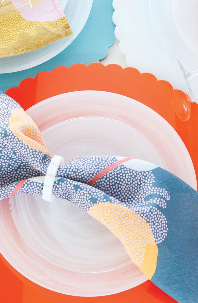 Mariposa Scalloped Set of 2 Placemats, Alternate, color, Orange