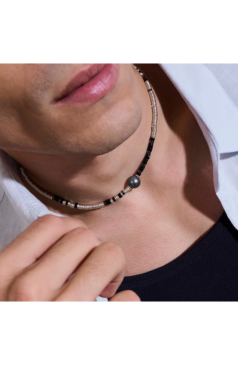 John Hardy Heishi Freshwater Pearl & Bead Silver Necklace, Alternate, color, Silver/ Black