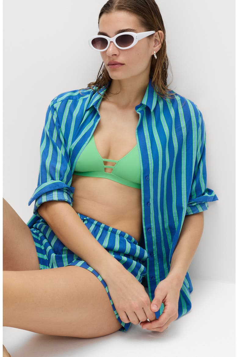 Stripe Long Sleeve Cotton Button-Up Top, Alternate, color, BLUE/ MULTI