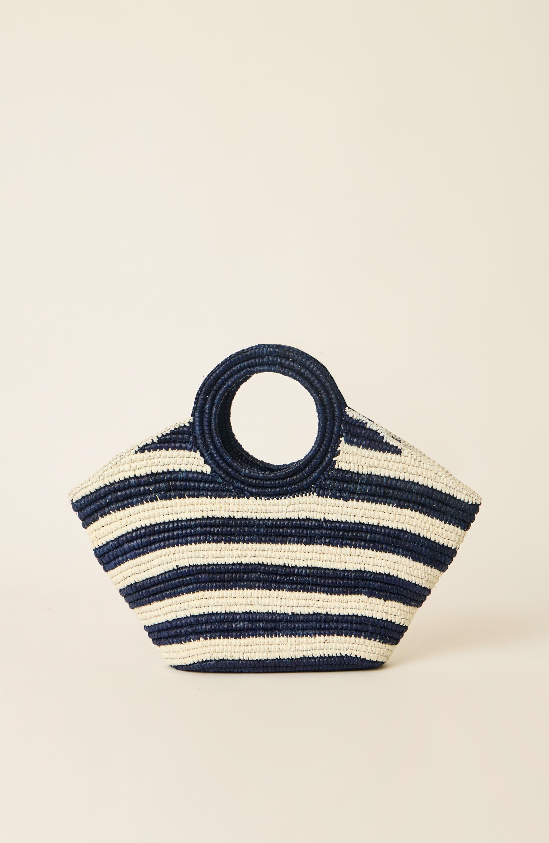 BTB Los Angeles Knot Tote, Main, color, Navy/White