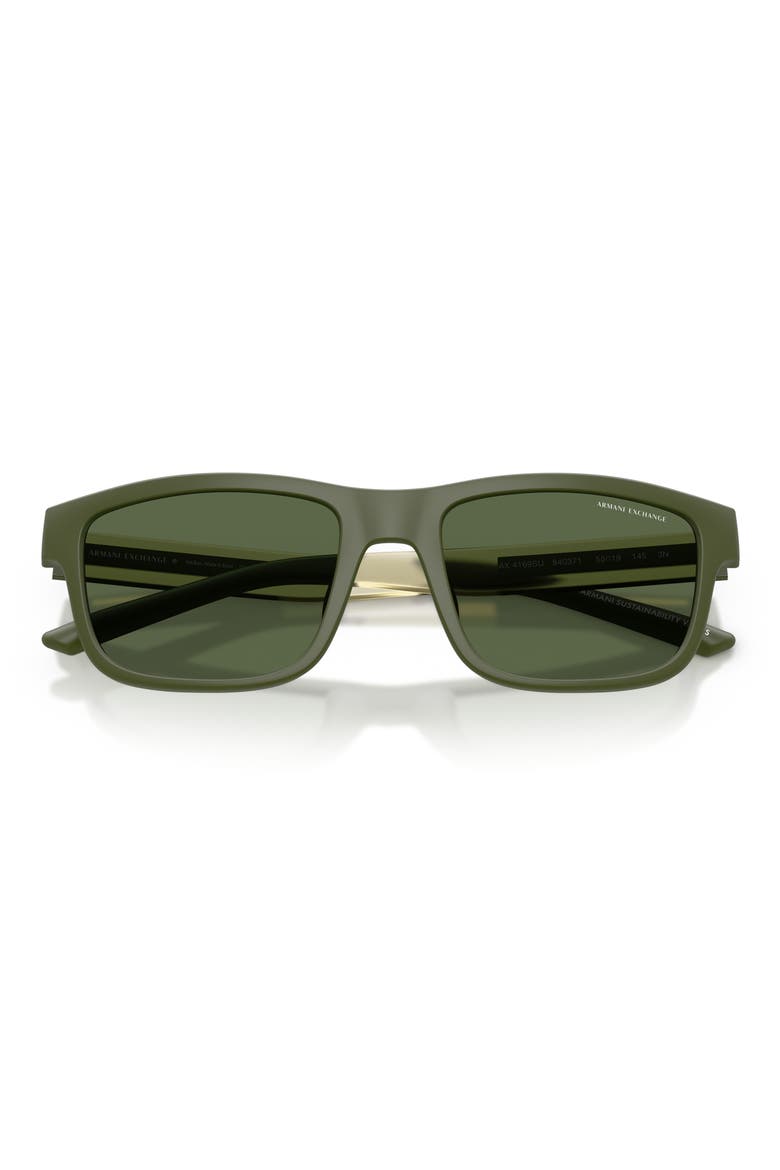 55mm Rectangular Sunglasses, Alternate, color, MATTE GREEN / DARK GREEN