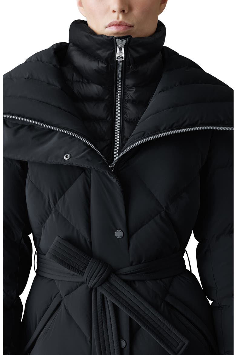 Laurella 2-in-1 Belted Quilted Down Long Coat, Alternate, color, BLACK