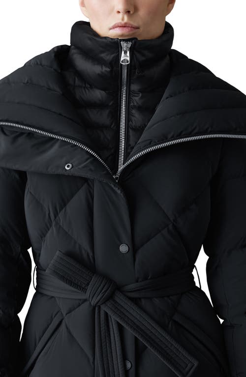 Mackage Laurella 2-in-1 Belted Quilted Down Long Coat In Black