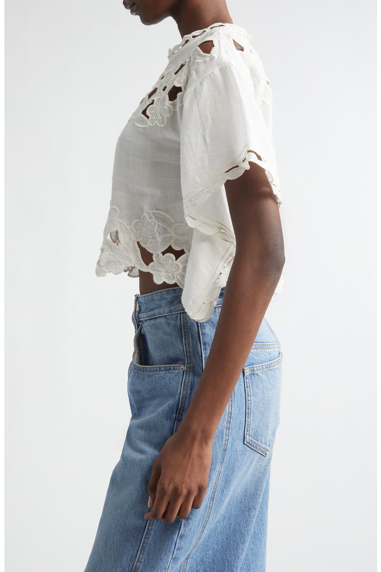 Relda Crop Eyelet Top, Alternate, color, WHITE