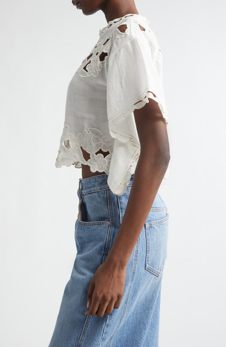 Isabel Marant Relda Crop Eyelet Top, Alternate, color, White