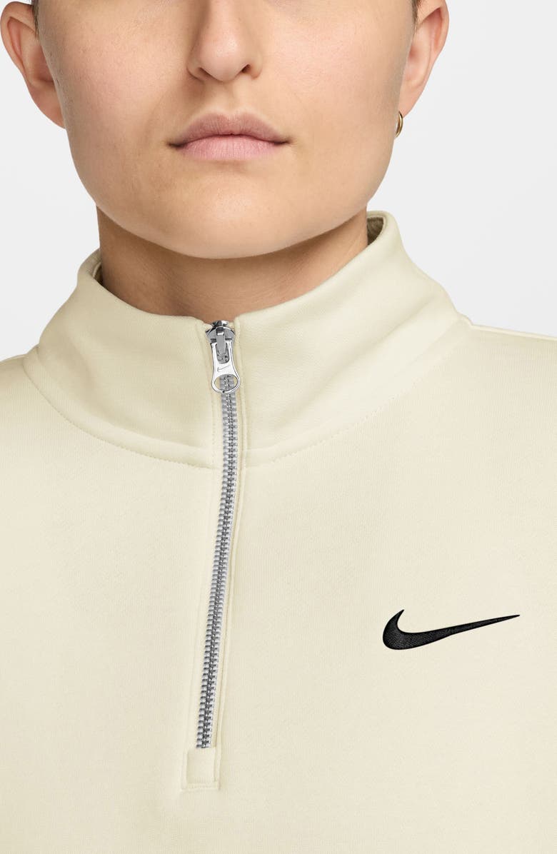 Nike Sportswear Phoenix Oversize Fleece Quarter Zip Top, Alternate, color, Sail/ Black