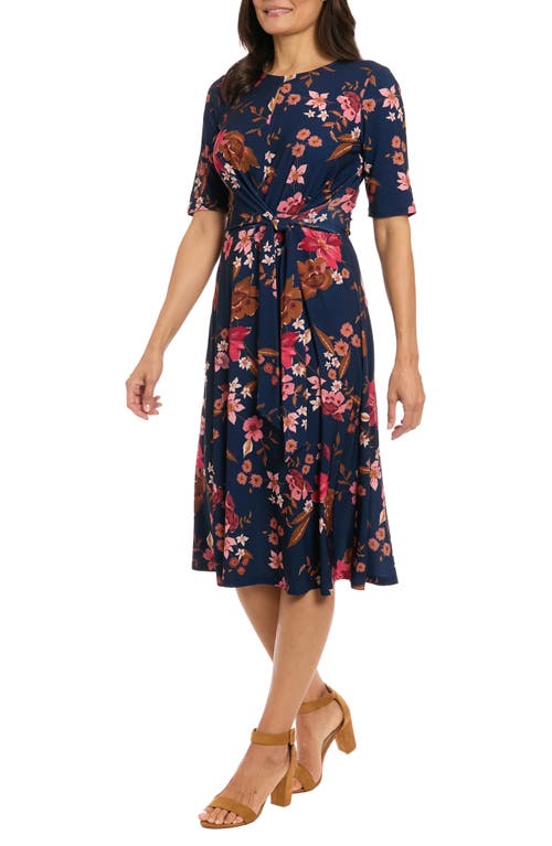London Times Midi Fit & Flare Dress In Blue