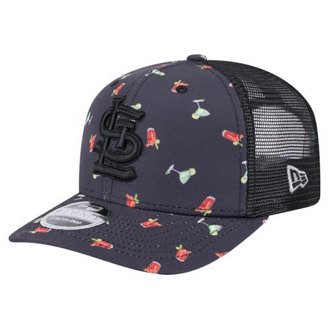 Men's New Era Black St. Louis Cardinals Adventure Drinks Pattern 9SEVENTY Stretch-Snap Hat