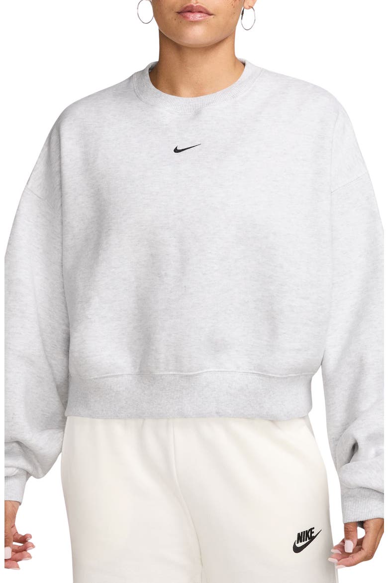 Oversized Midweight Fleece Cropped Sweatshirt, Main, color, 051 B HTHR/ BLACK