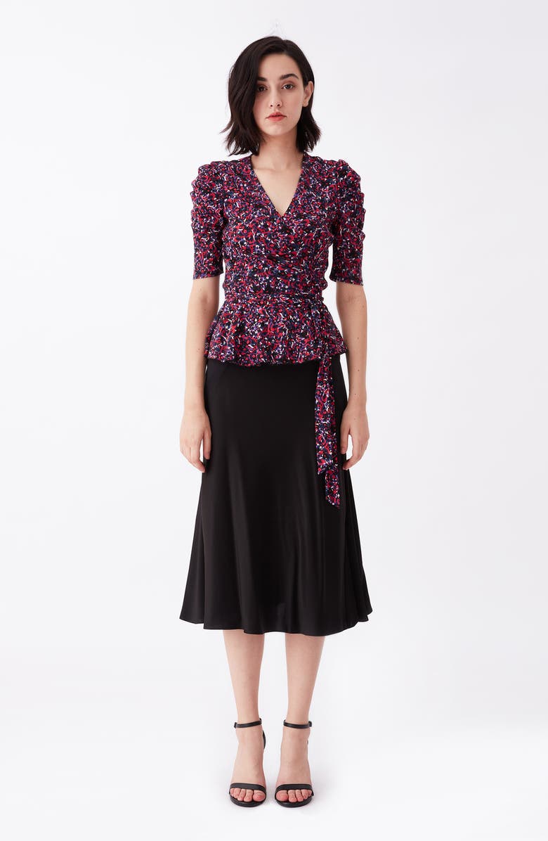 DVF Angela Floral Print Wrap Top, Alternate, color, 