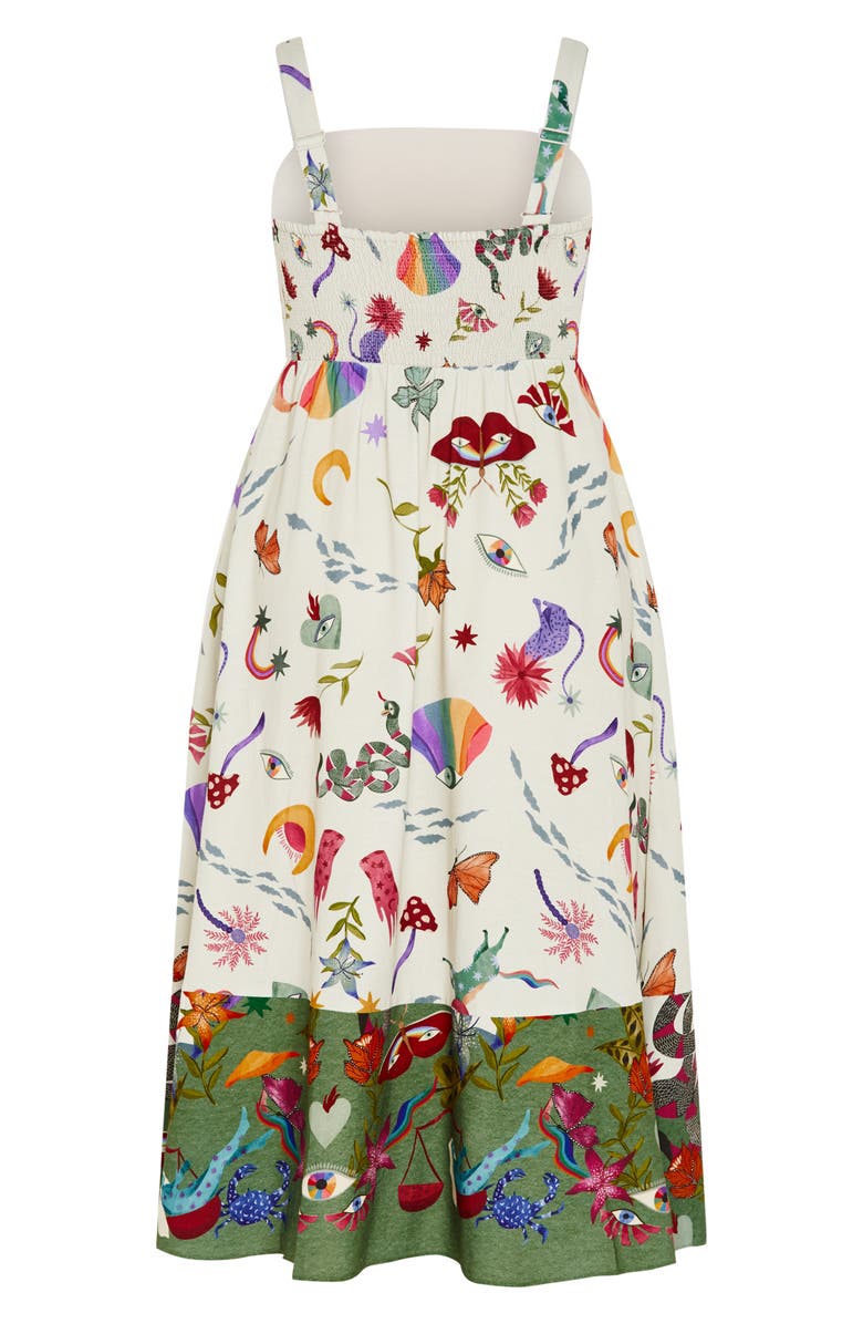 City Chic Annabel Print Ruffle Hem Sleeveless Maxi Dress, Alternate, color, Dreamscape Placement