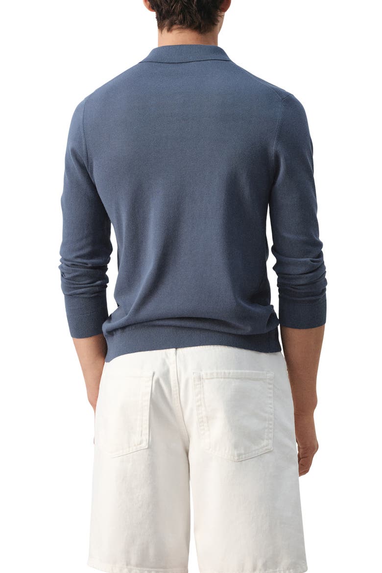 Long Sleeve Cotton Polo, Alternate, color, INDIGO BLUE