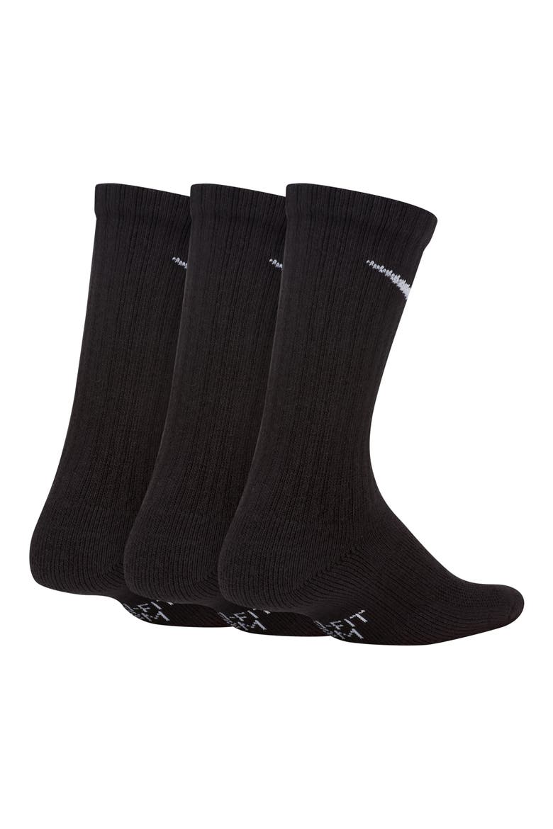 Kids' Dri-FIT Perforated Cushioned Crew Socks, Alternate, color, 010 BLACK/WHITE