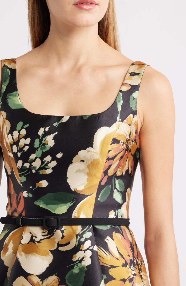 Julia Jordan Floral Cocktail Minidress, Alternate, color, Black Yellow