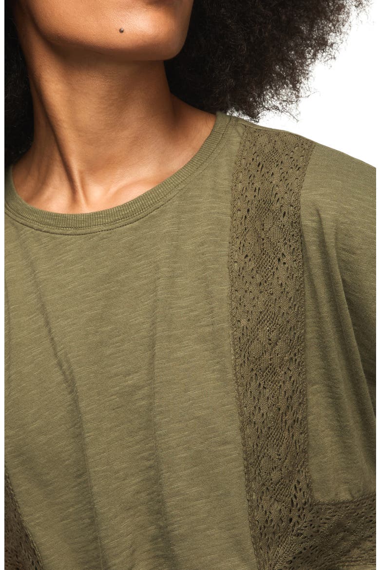 Lace Trim Peplum T-Shirt, Alternate, color, DUSTY OLIVE