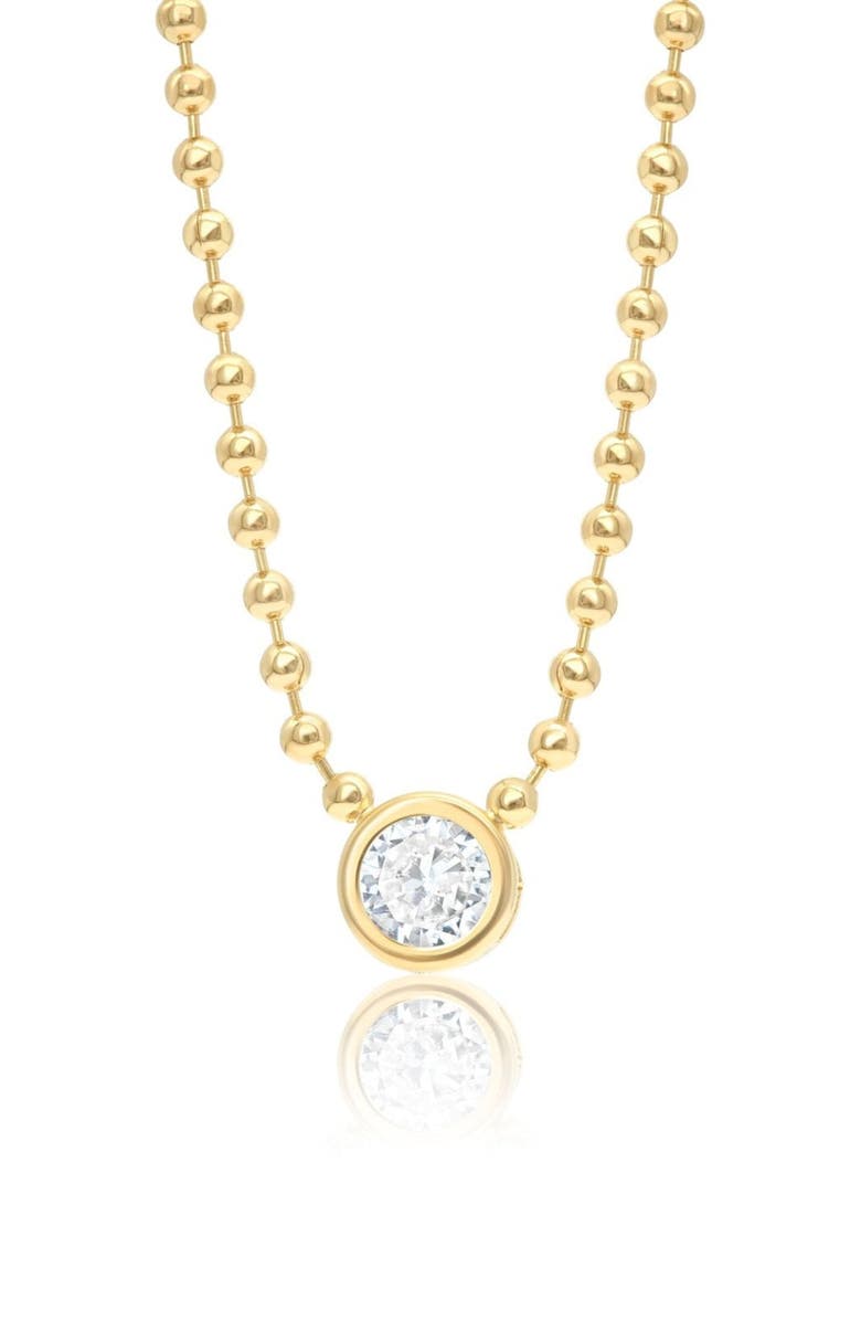 SHYMI Bezel Crystal Pendant Necklace, Main, color, Gold