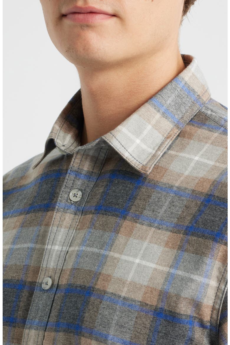 Capella Modern Fit Plaid Cotton Button-Up Shirt, Alternate, color, COAL