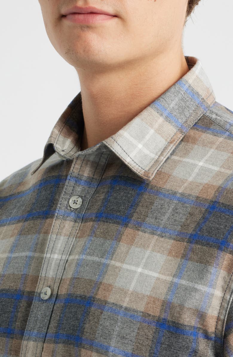 James Campbell Capella Trim Fit Plaid Cotton Button-Up Shirt, Alternate, color, Coal