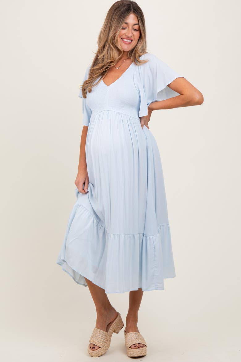 Smocked Ruffle Dress, Alternate, color, Light Blue