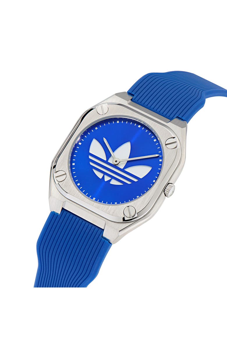 adidas City Tech Blue Thin Silicone Strap Watch, 39mm, Alternate, color, Blue