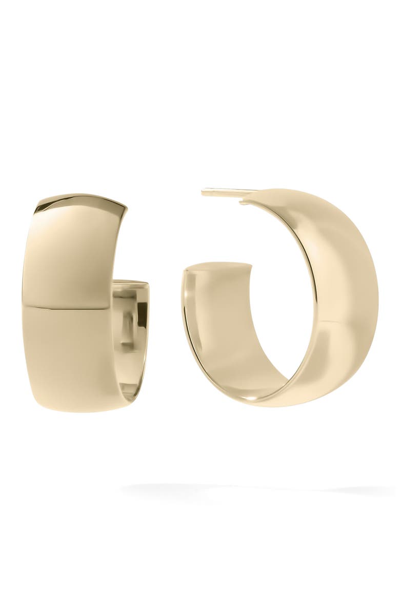 14K Gold 25mm Curved Hollow Hoops, Main, color, YELLOW GOLD