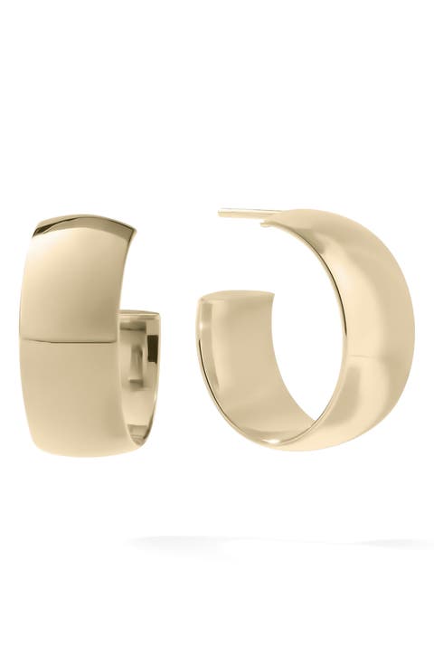 14K Gold 25mm Curved Hollow Hoops