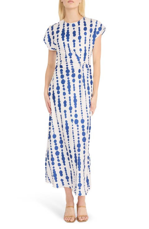 Inkblot Stripe Cap Sleeve Knot Dress