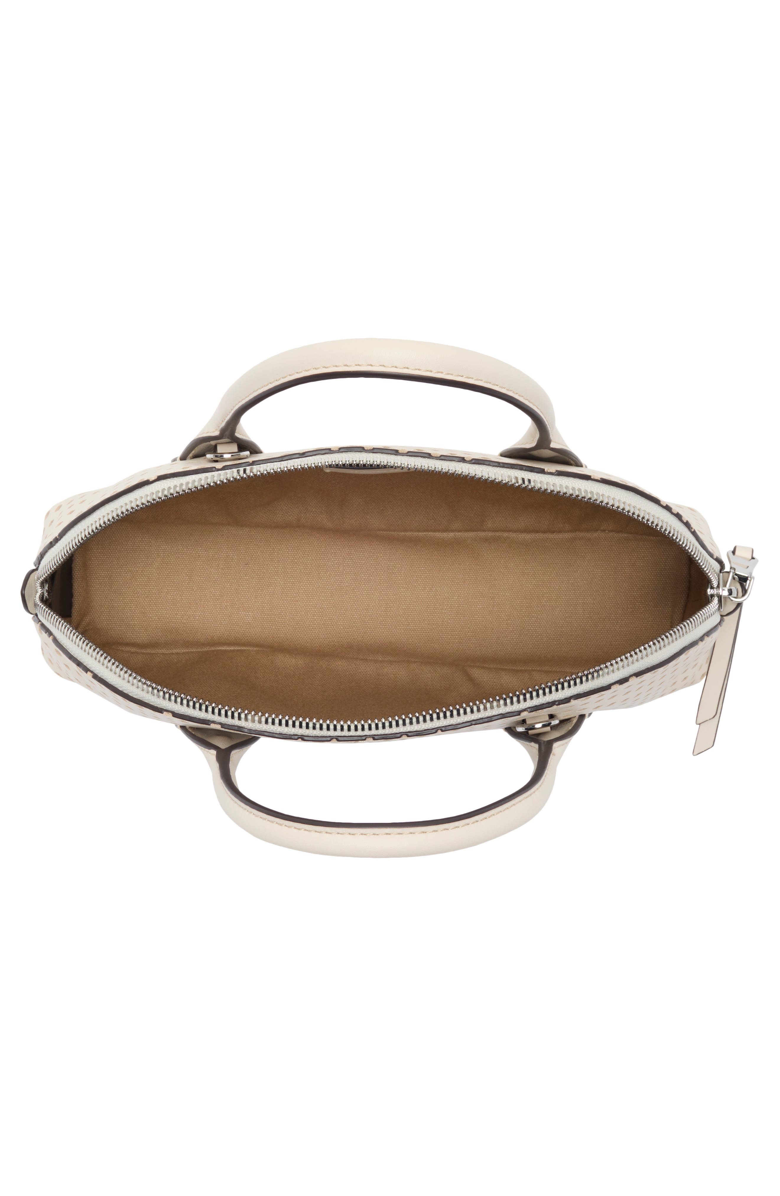 Small 2000s Revival Perforated Leather Dome Satchel, Alternate, color, VINTAGE MUSLIN