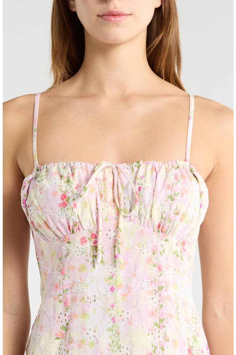 Floral Eyelet Corset Midi Sundress, Alternate, color, CREAM PINK