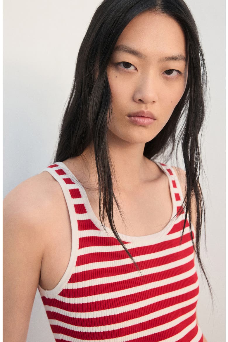 Stripe Pleat Hem Rib Tank, Alternate, color, RED