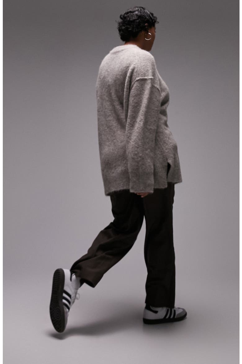 Curve Exposed Seam Sweater, Alternate, color, BROWN