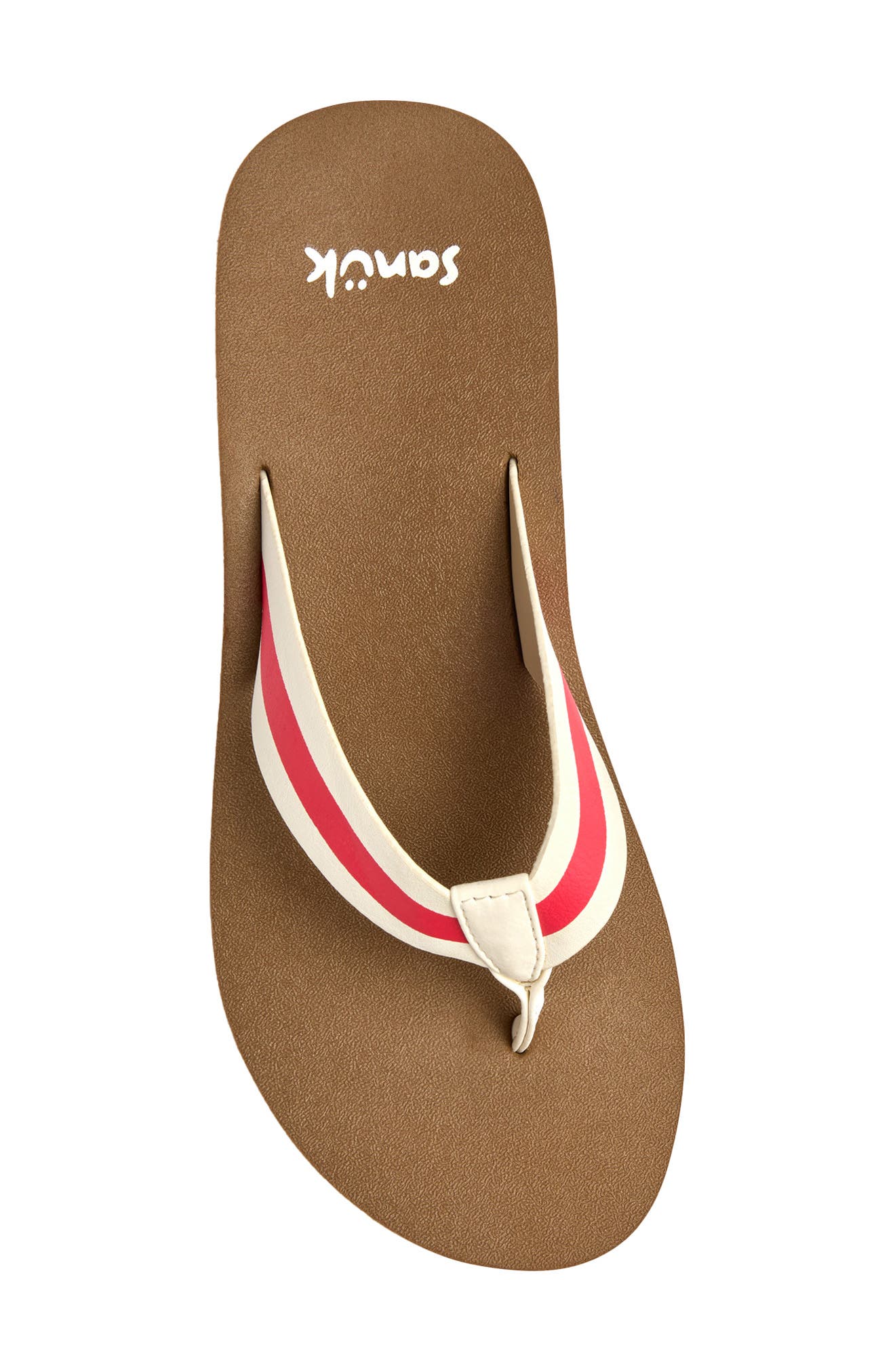Sanuk Highland Stripe Flip Flop, Alternate, color, White/ Red Stream