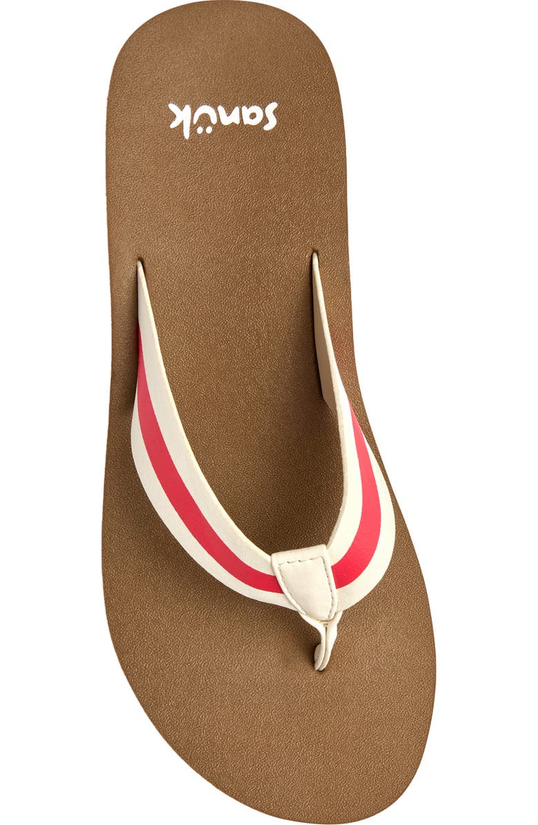 Sanuk Highland Stripe Flip Flop, Alternate, color, White/ Red Stream